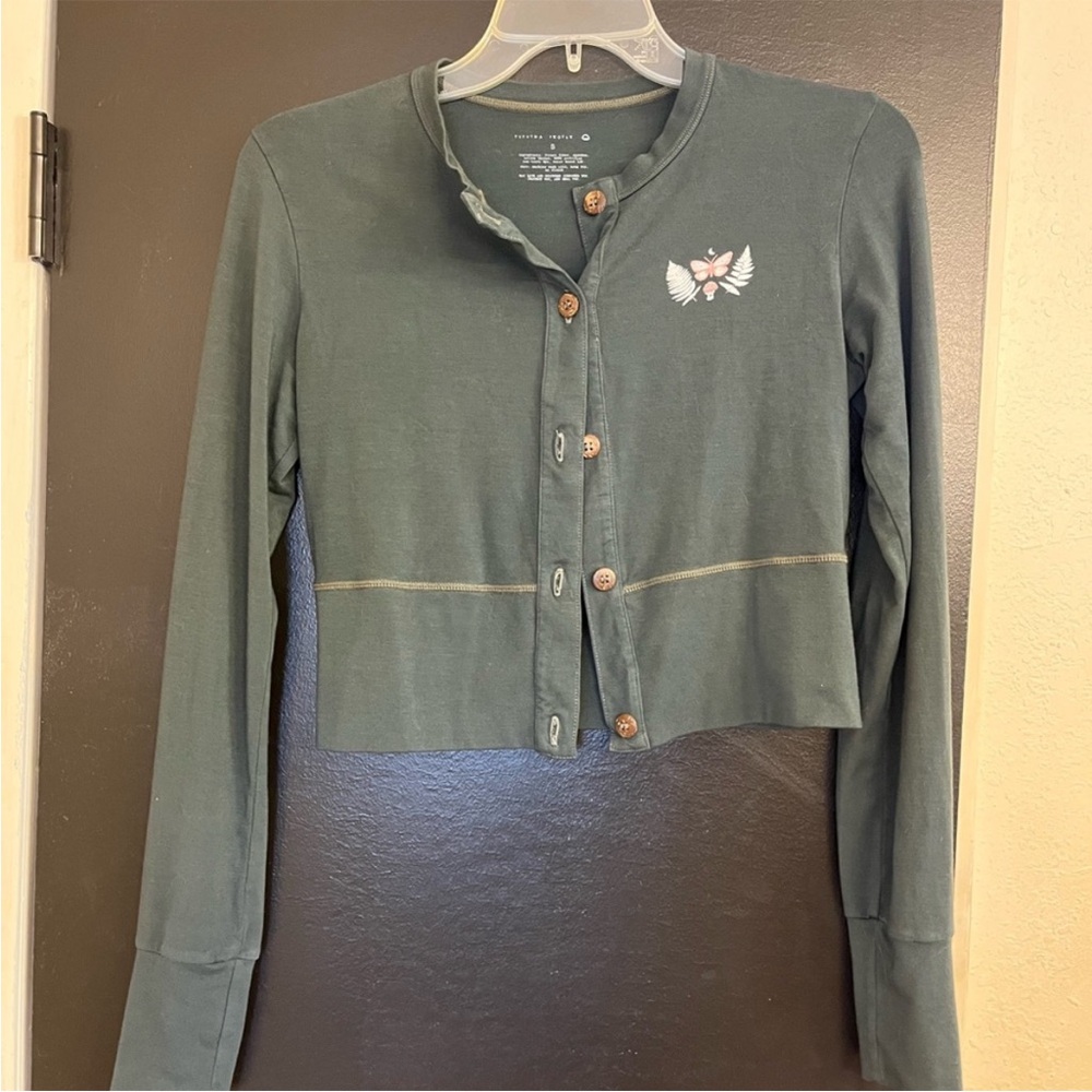 Purusha People Green Button-Up Cardigan
